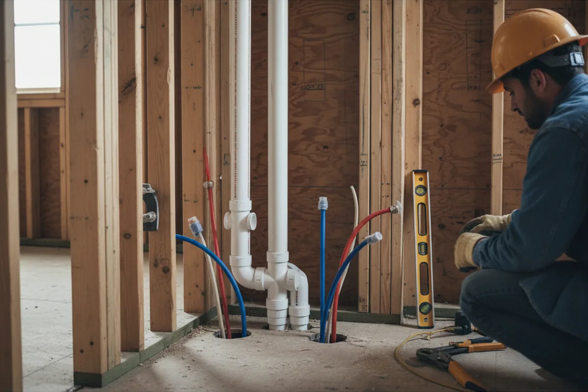 Drain and supply rough-in during Toilet Repair and Installation in Stamford